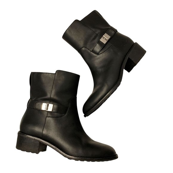 Cole Haan Kinley Short Waterproof Leather Pull-on Boots Size 8 Black - Picture 2 of 13